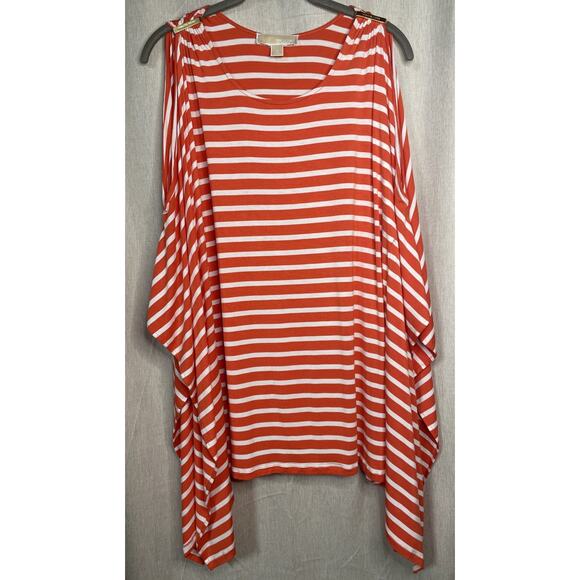 Michael Kors - Orange Striped Cold Shoulder Top - Kimono Sleeve - Size S - Picture 1 of 8